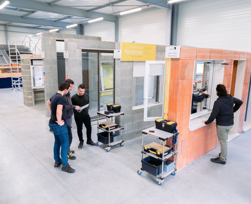 murs de poses de menuiseries extérieures au centre de formation cetih